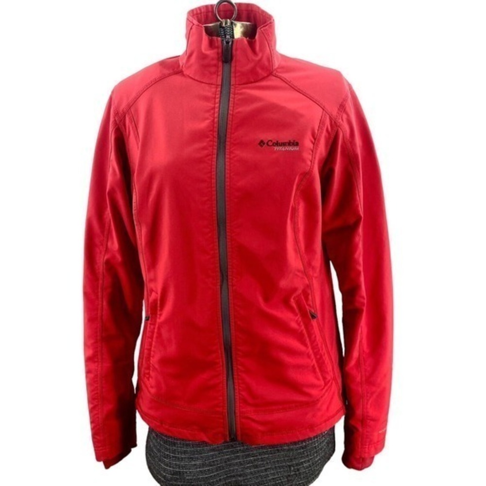 Columbia Titanium Red Soft Shell Zip Jacket Women's Medium Full Zip Omni Shield
